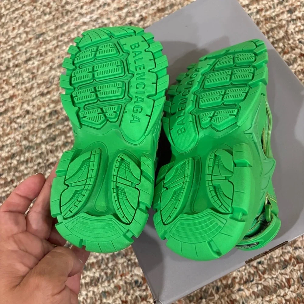 Balenciaga Kids Vibrant Green Track Sandals Sz.10